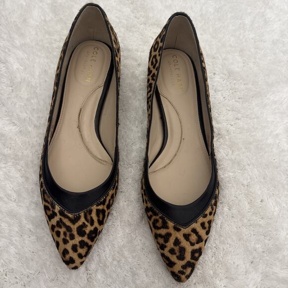 Cole Haan Vail Pointed Toe Skimmer Flat Hair On Brown/Black leopard 5 - Picture 1 of 10